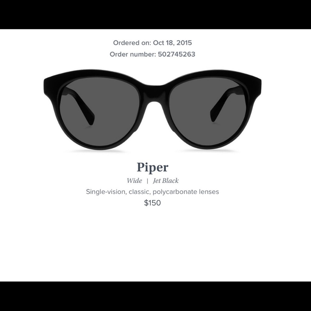 Warby Parker Piper Black Prescription Sunglasses